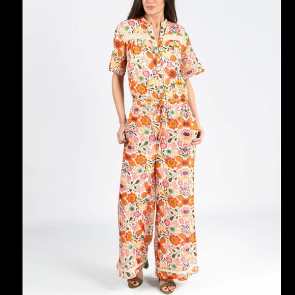Chloe Laetitia Clothing Pants - Chloe Laetitia Multi Floral Print Jumpsuit